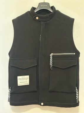 Escada Black Sleeveless Utility Vest with Front Pockets